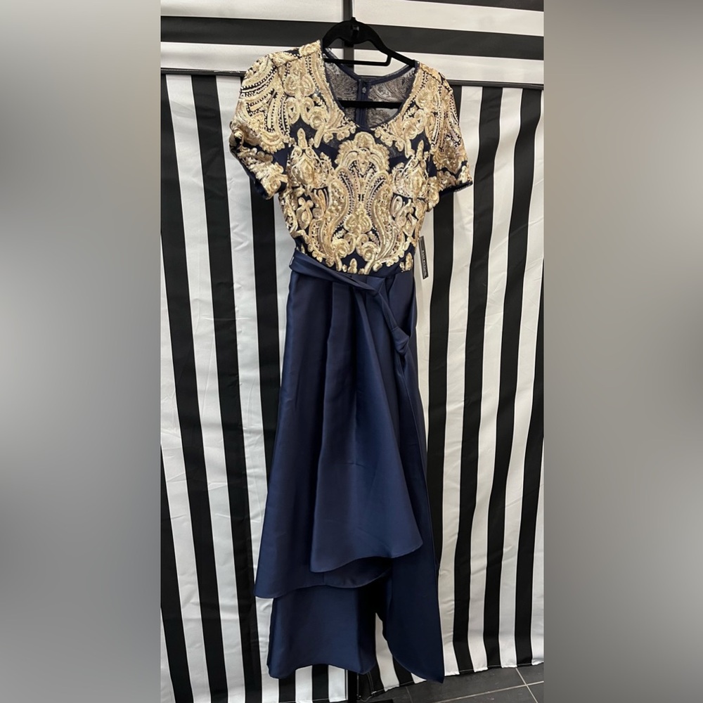 R & M Richards Gold and Navy Dress